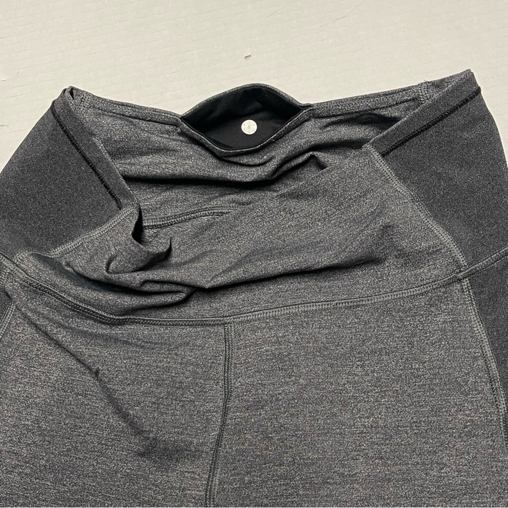 Lululemon Hit It Crop Luxtreme Size 8 Leggings Mesh Side Heathered Black - Picture 5 of 11